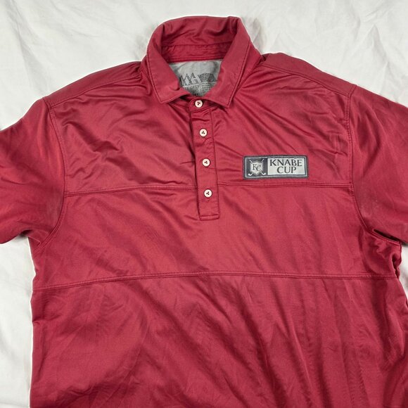 Matte Grey Mens Size Large Red Golf Polo Shirt Knabe Cup Performance Casual - Picture 3 of 11